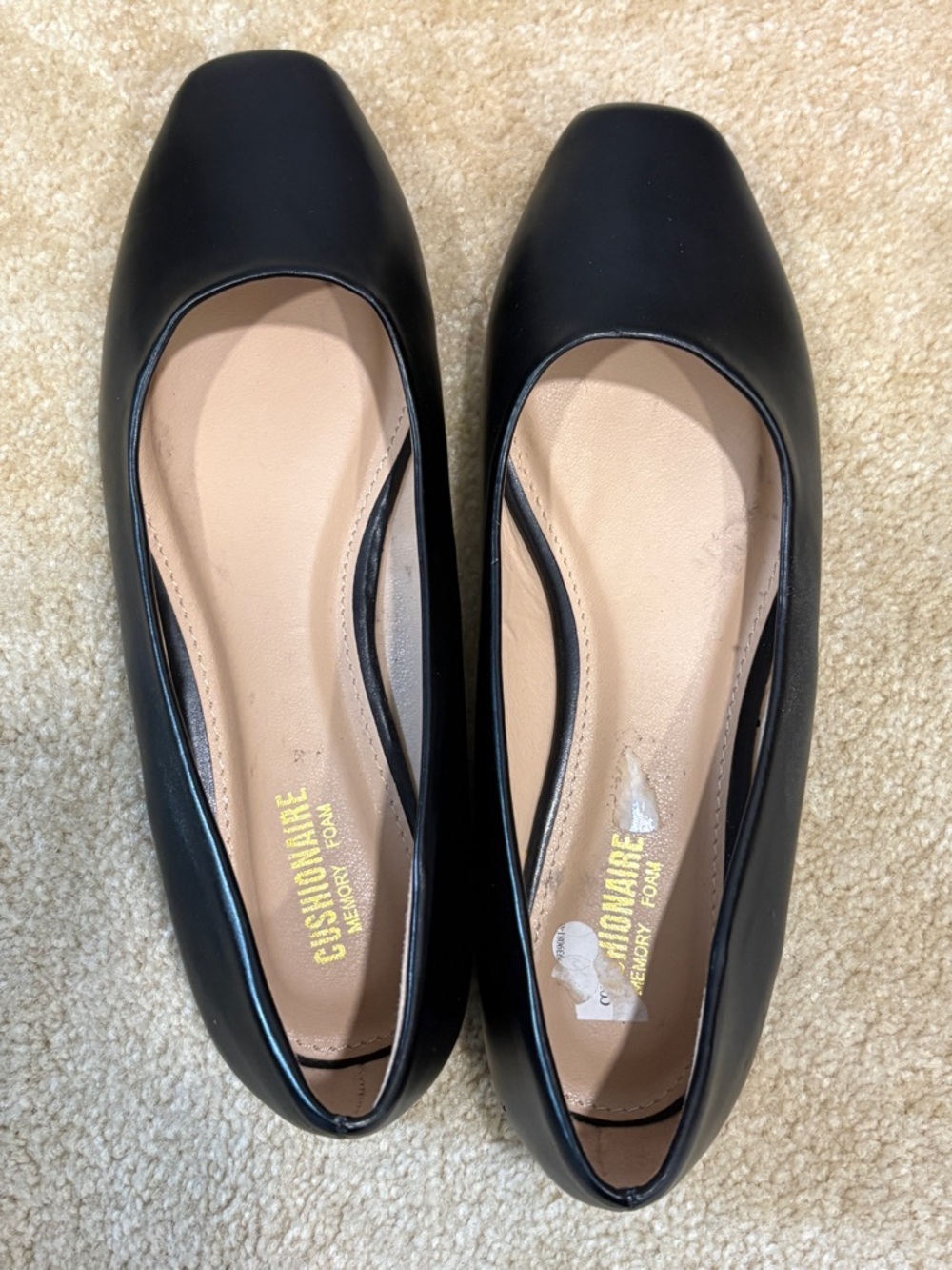 Cushionaire Black Women's Square-Toe Ballet Flats